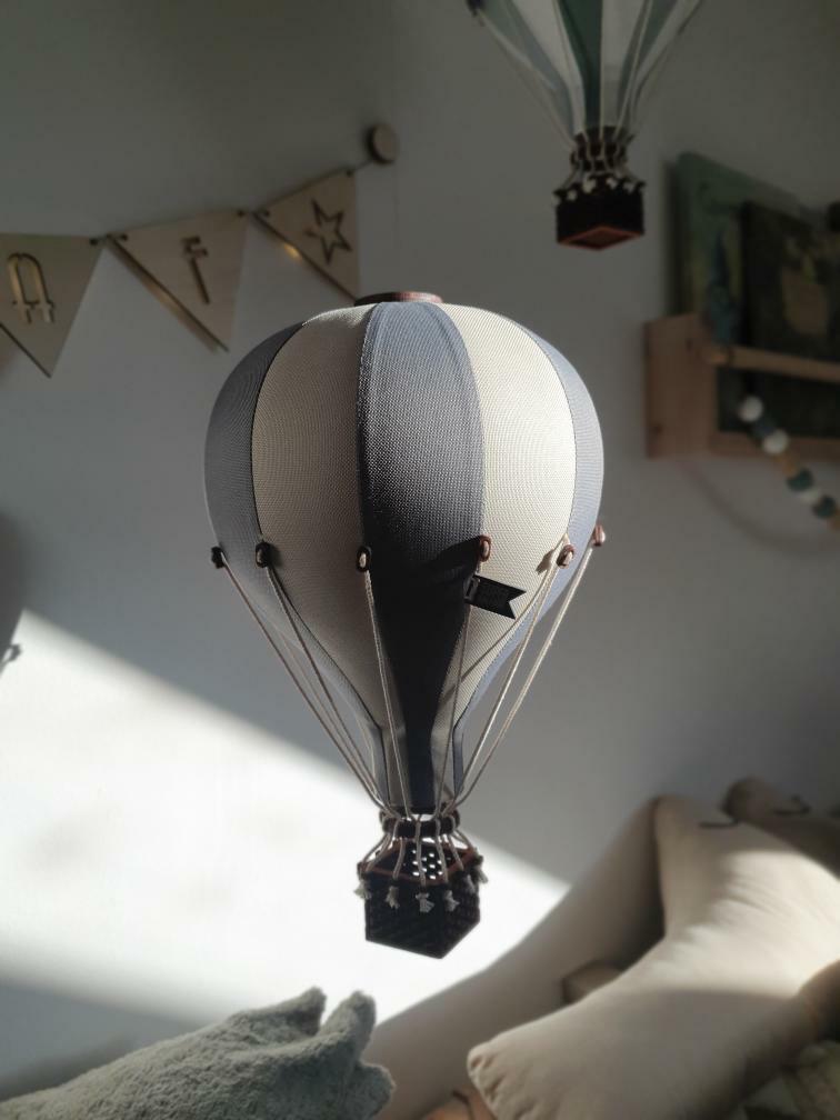 Cream & Gray Hot Air Balloon Decoration | Perfect for Nursery & Kids Room