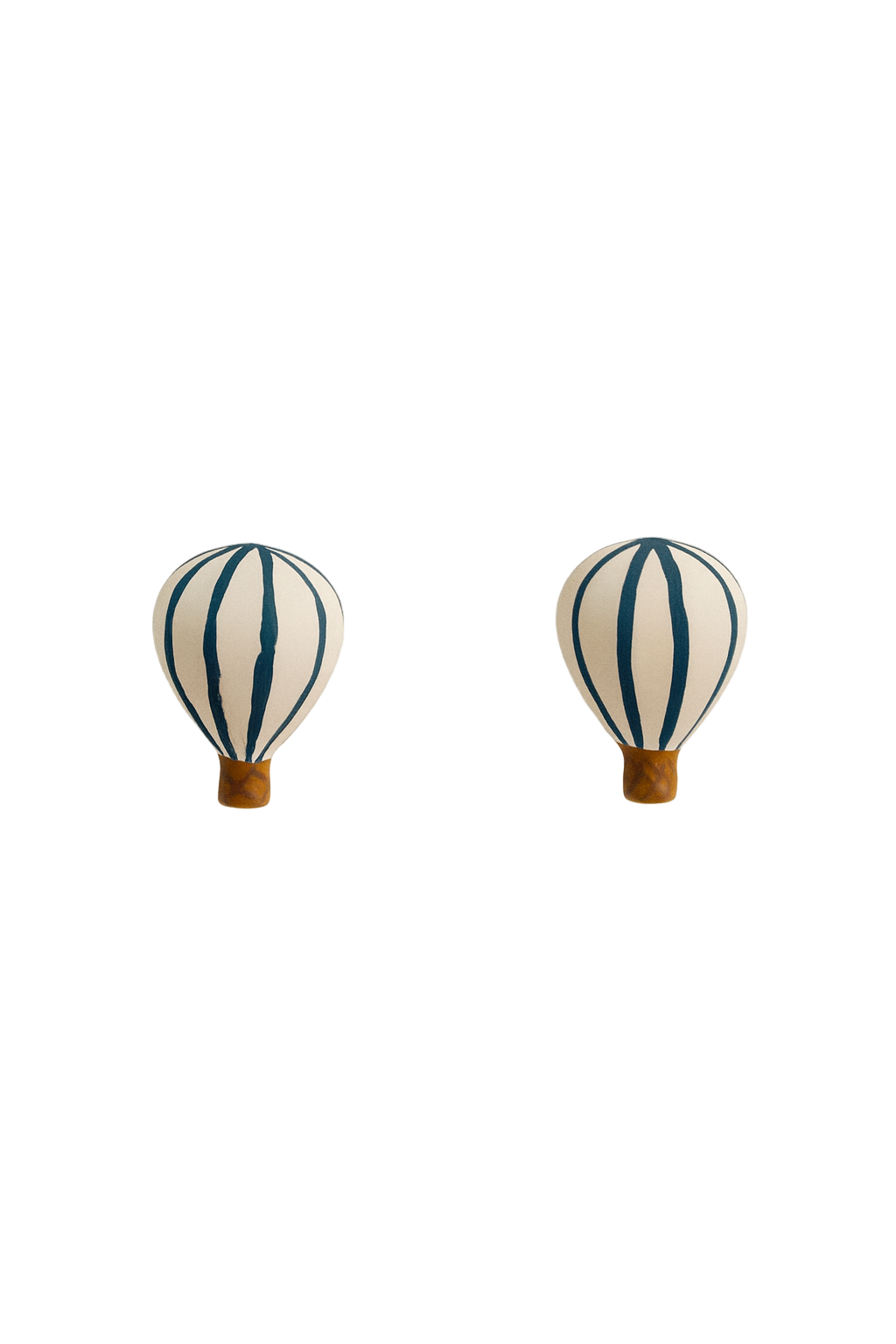 Pair of hot air balloon-shaped door knobs on a light background